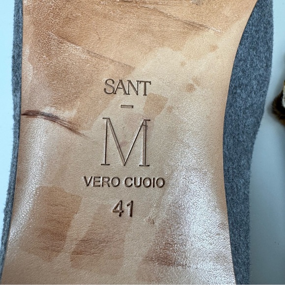 SANT M Cortina Felted Mules Leopard Gray Slip On Pointed Shoes European EUC - Picture 9 of 9